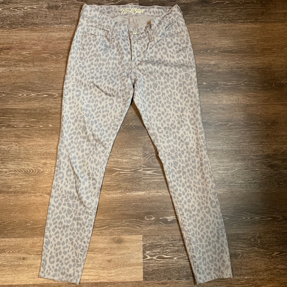 Old Navy Rockstar Gray Leopard Jeans S 8R